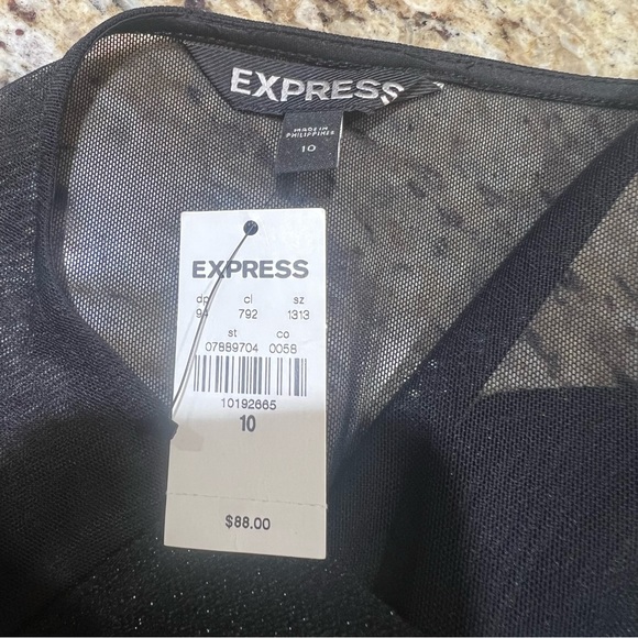 Express Shimmer Cut Out Bodycon Mesh Low Back Dress 10 - Picture 7 of 9